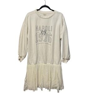 Anthropologie Cream Graphic Dress